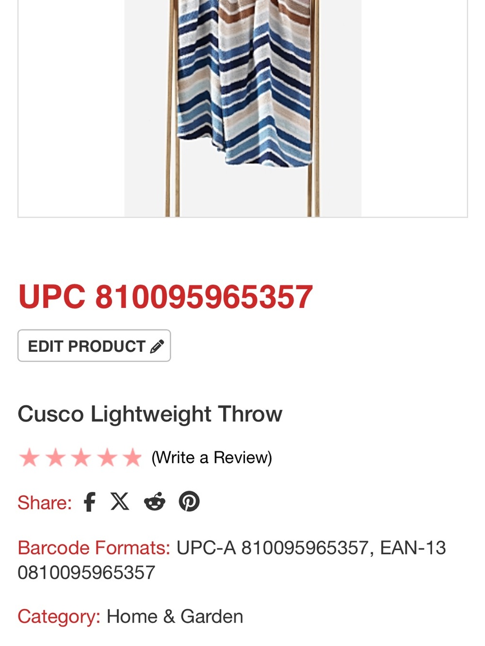 Striped Blue & Cream Coastal Throw Blanket - Picture 4 of 8